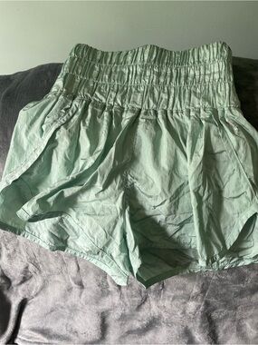 Free People movement Mint Green High-Waist Smocked Shorts Sz Xs